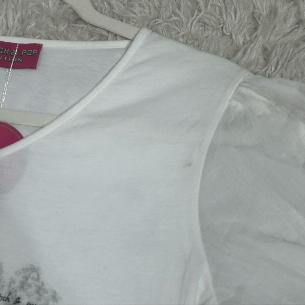 Kitsch & Pop Koi Fish Lace Sleeve Top NWT - Picture 8 of 13